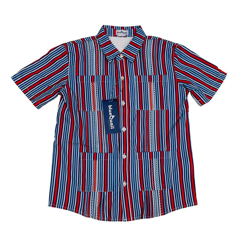 NWT Blue Quail Size 12 Liberty Stripe Guayabera